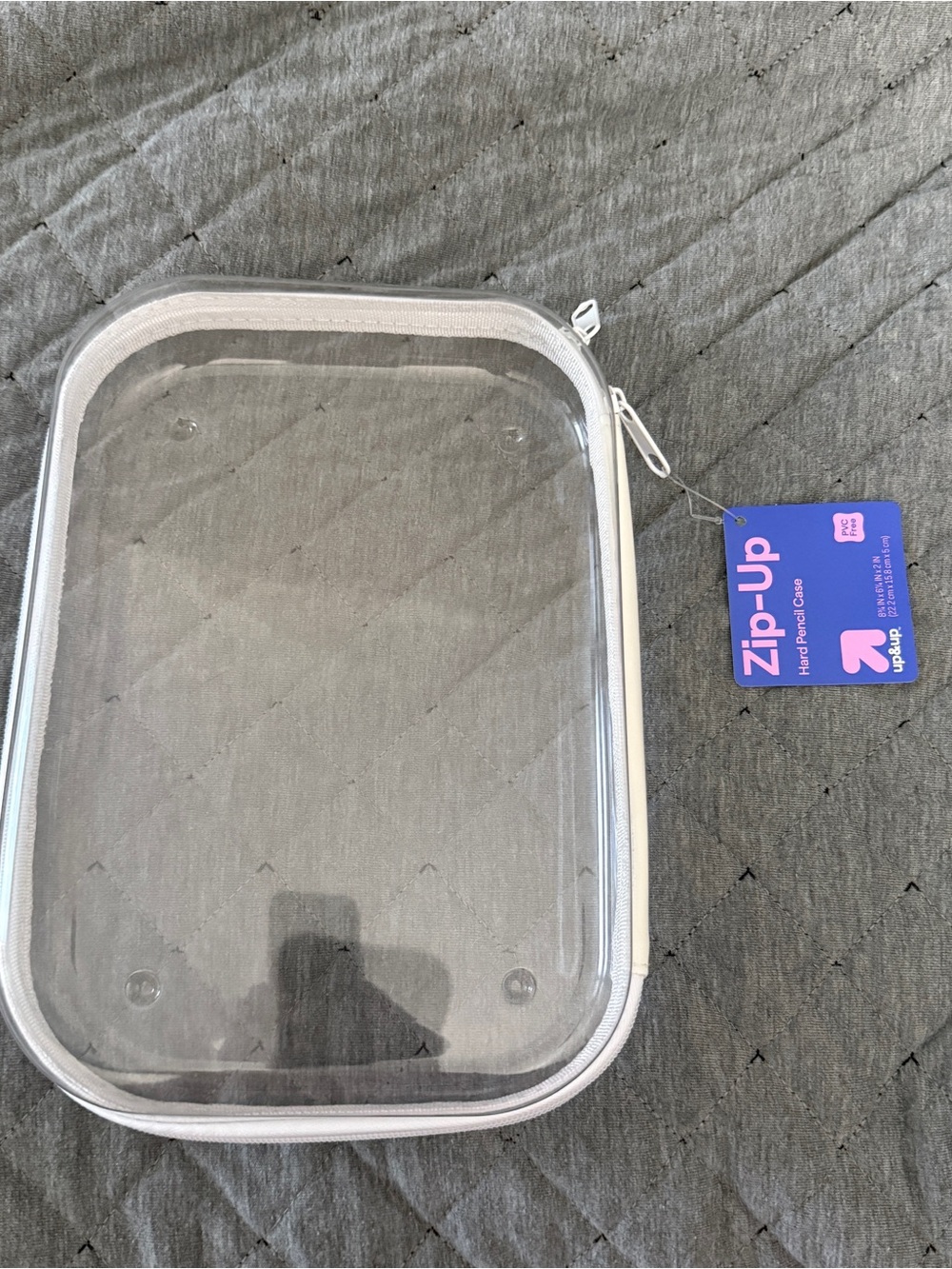 Target Up & Up Clear Zip-Up Hard Pencil Case - White Trim